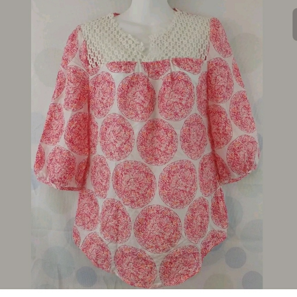 Calypso St. Barth Target XS Pink 100% Silk Blouse